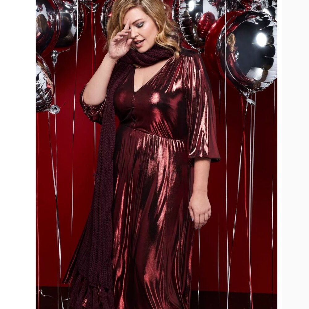 Torrid Red Liquid Knit Tea Length Dress Size 3